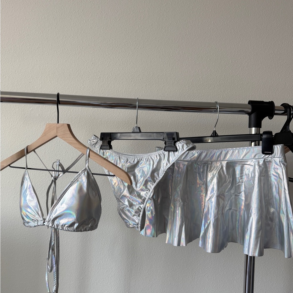 Silver Holographic Bikini Set
